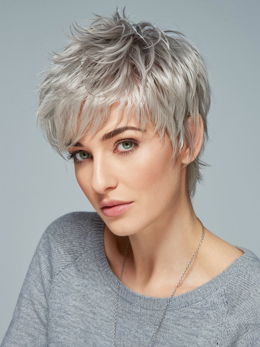 5. Choppy Textured Silver Pixie