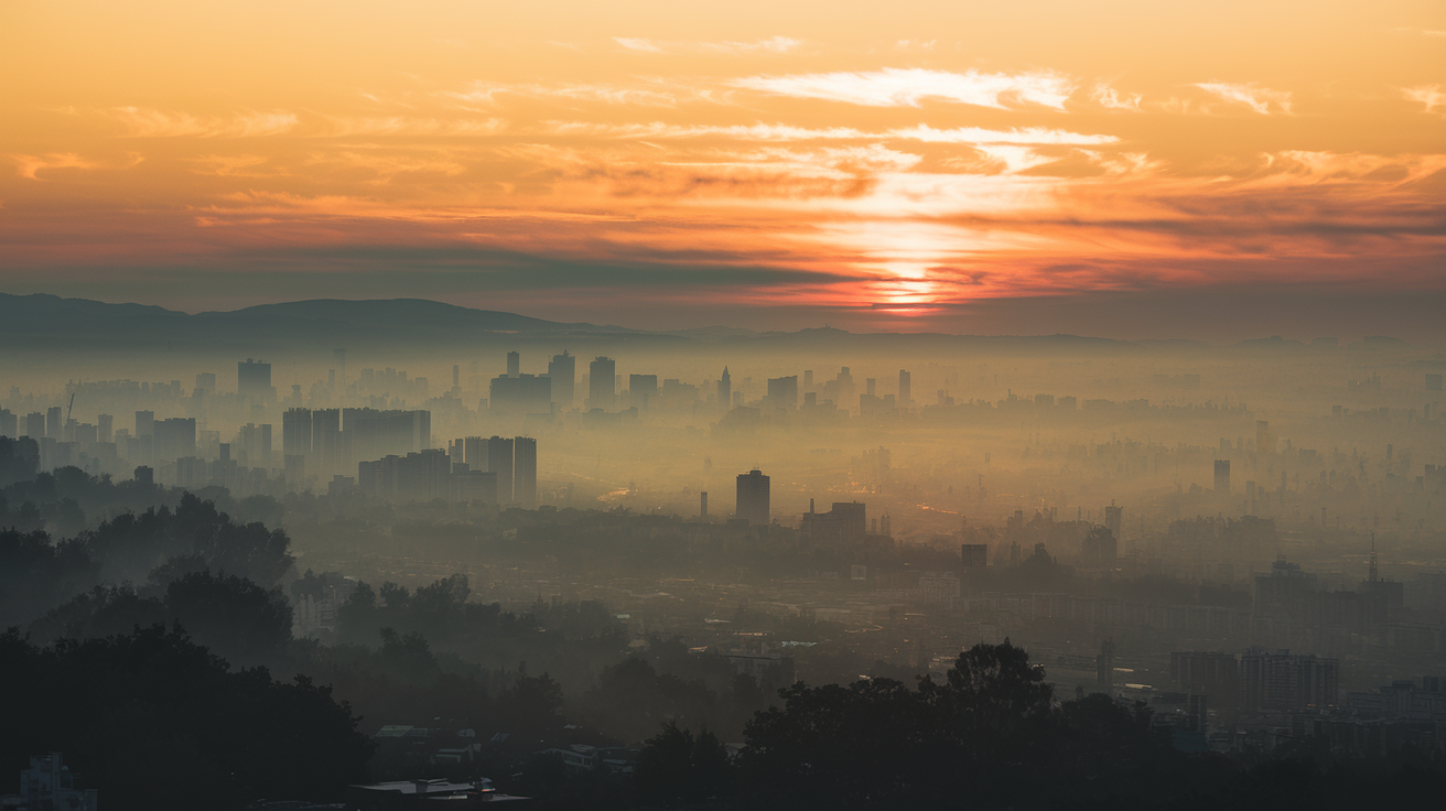 what color would sunrise be in a heavily polluted sky
