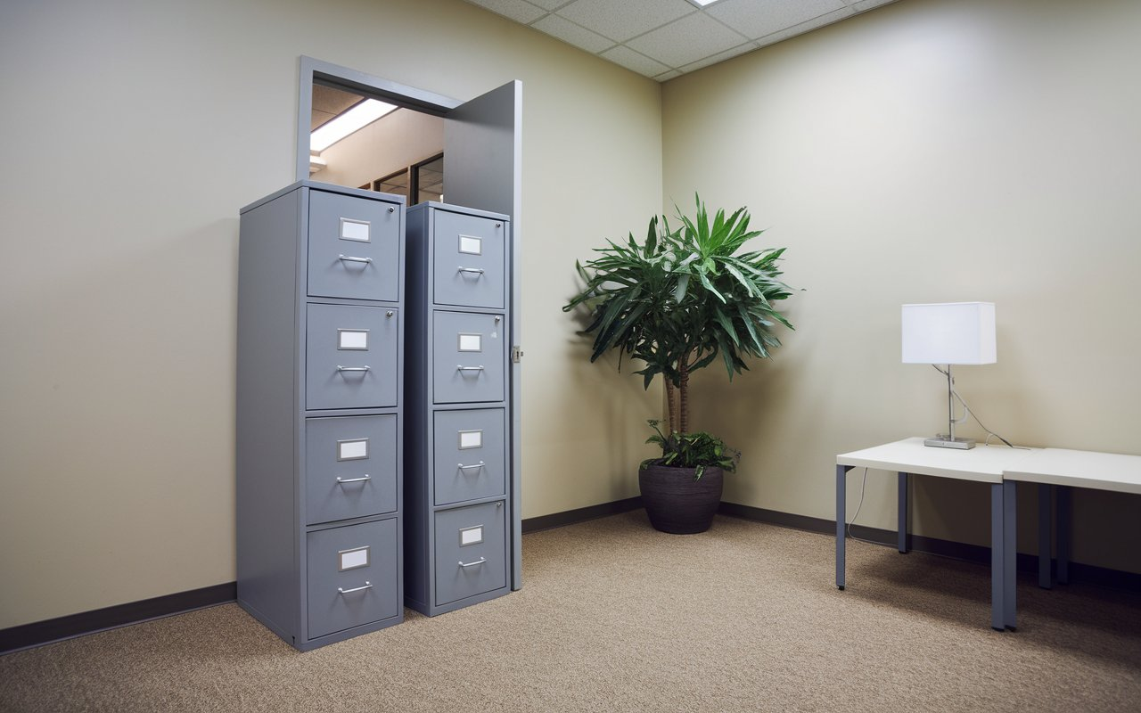 Abiotic Factor Stuck in Office Blocked by Filing Cabinet