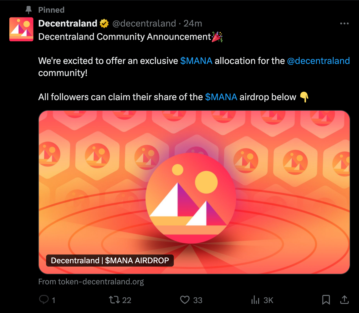 Аккаунт X Decentraland взломан, мошенники продвигают фальшивую раздачу MANA