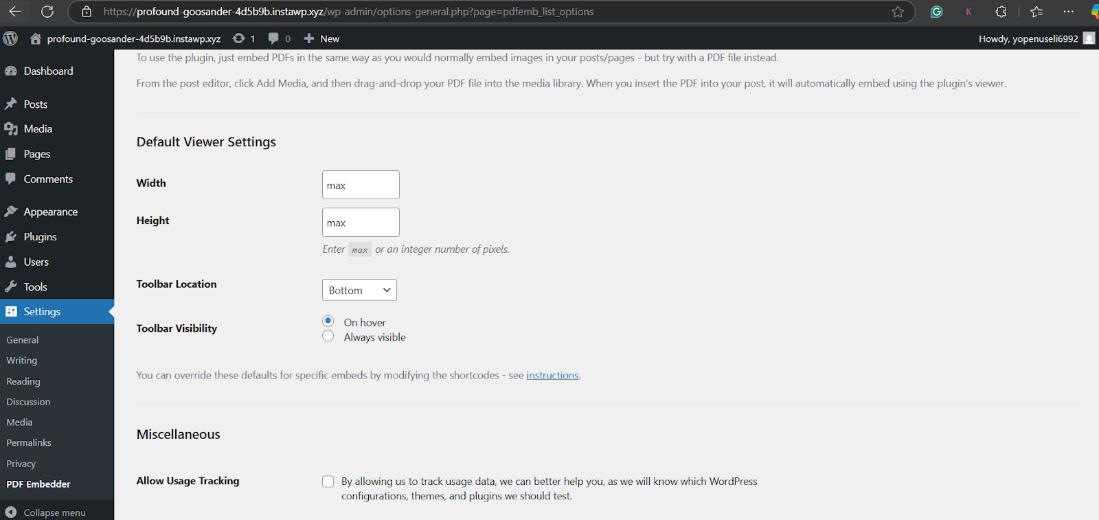Customize the settings 