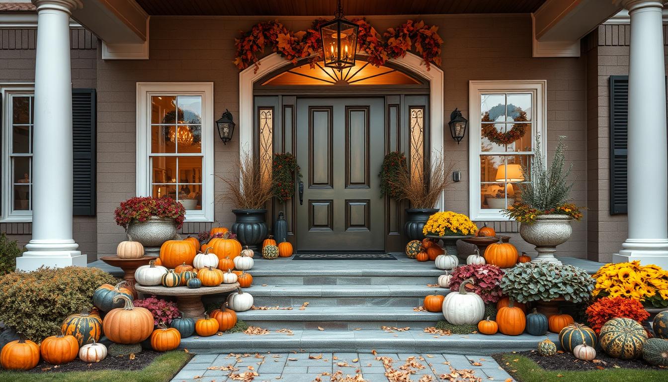 fall pumpkin decor front porch luxury homes