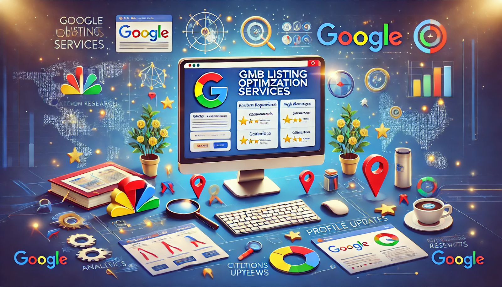 Promotional graphic highlighting Citation Builder Pro's GMB listing optimization services to improve local visibility.