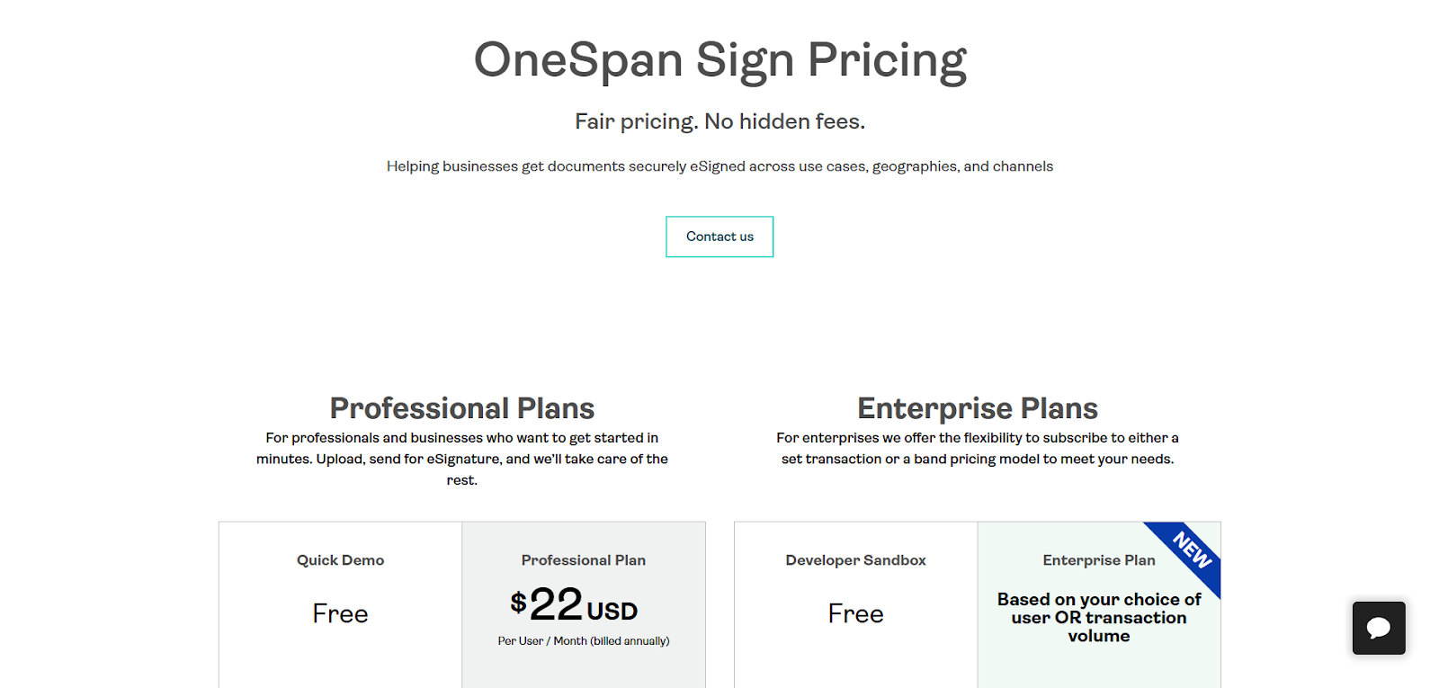 OneSpan Sign pricing