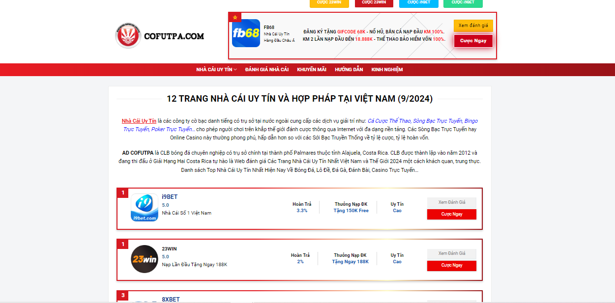 Thông tin về trang review COFUTPA COM