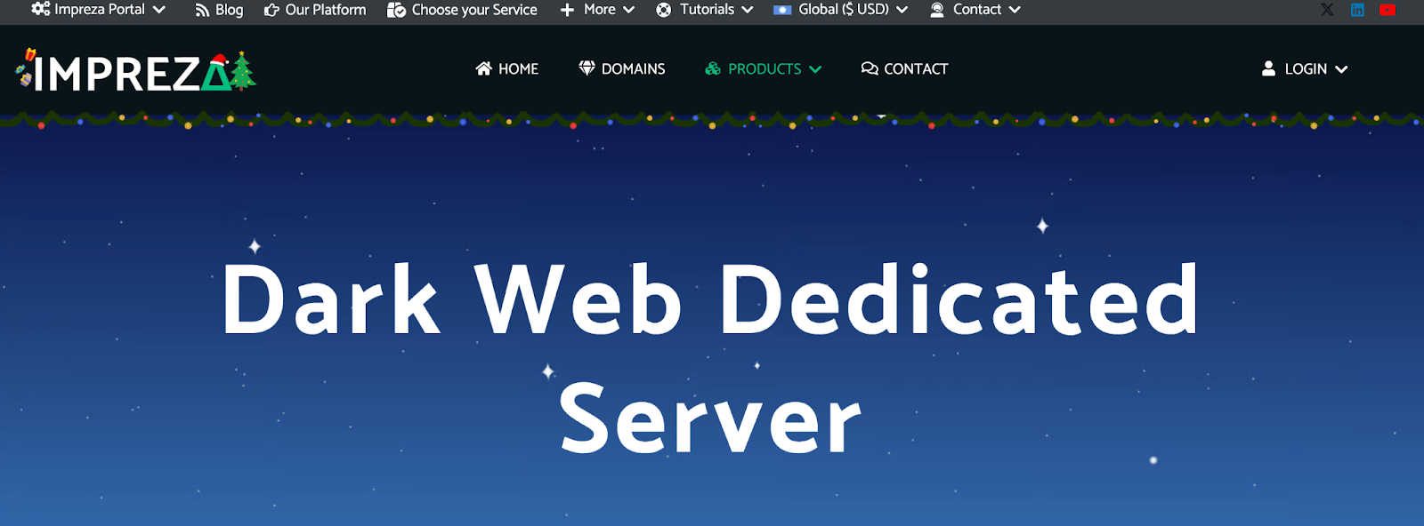 Screenshot of Impreza Hosting on the dark web
