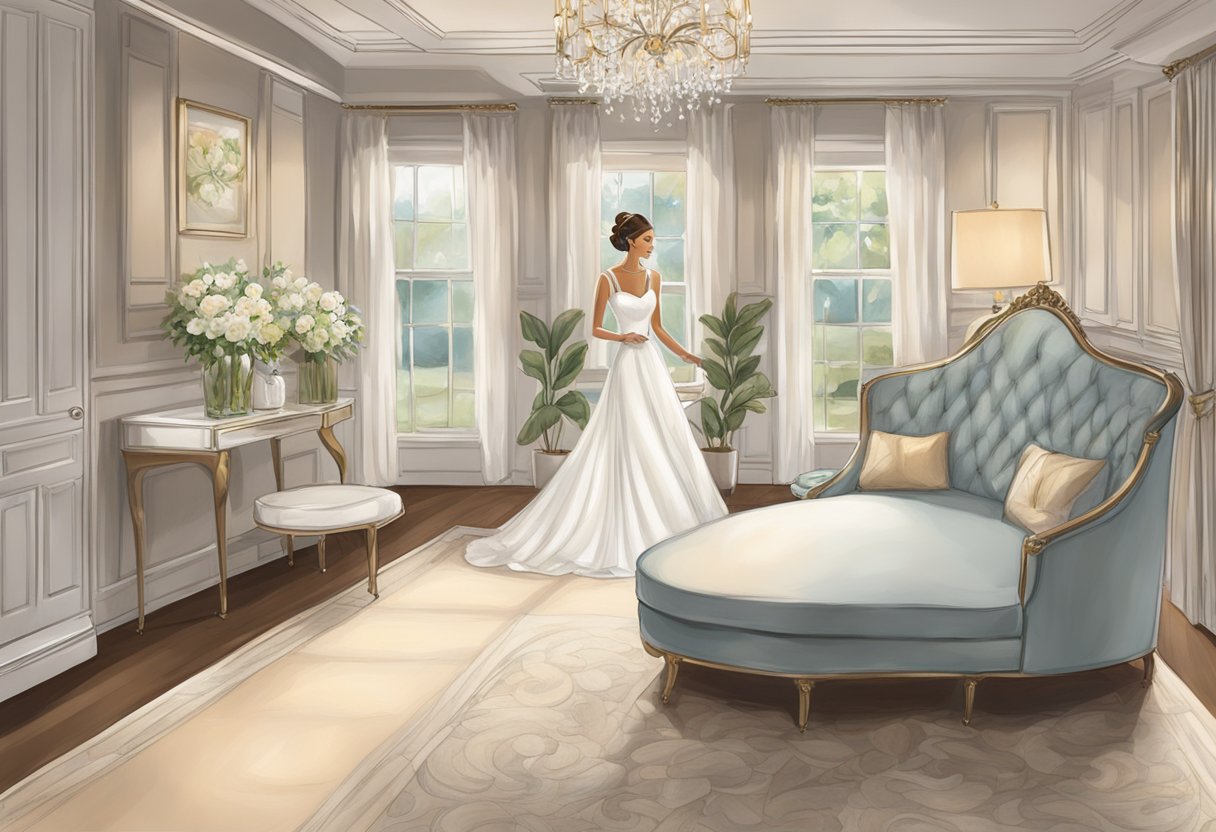 A serene bridal suite with elegant decor and soft lighting, showcasing a bride getting lash extensions for her special day in Hackensack