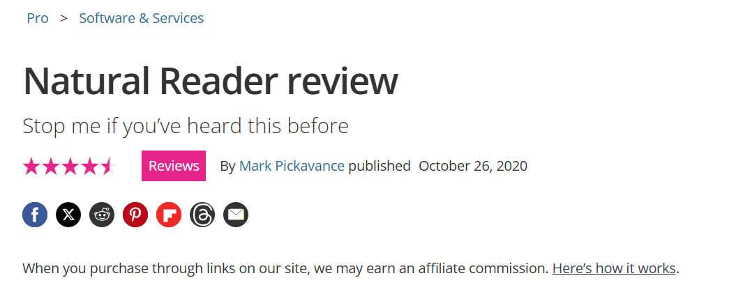 Natural Reader Average Rating