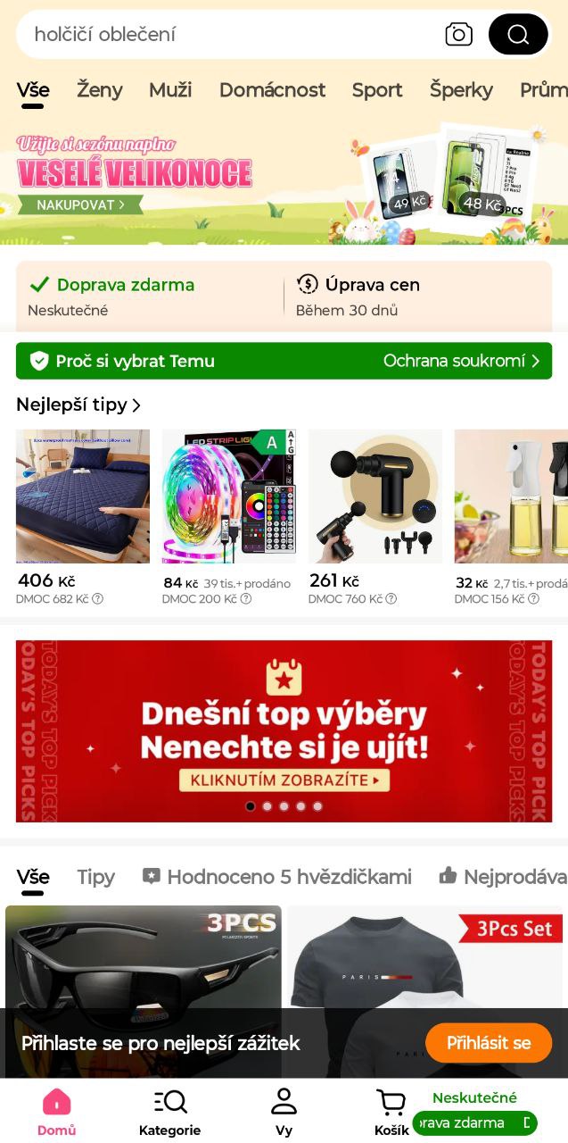 Mobilní aplikace Temu