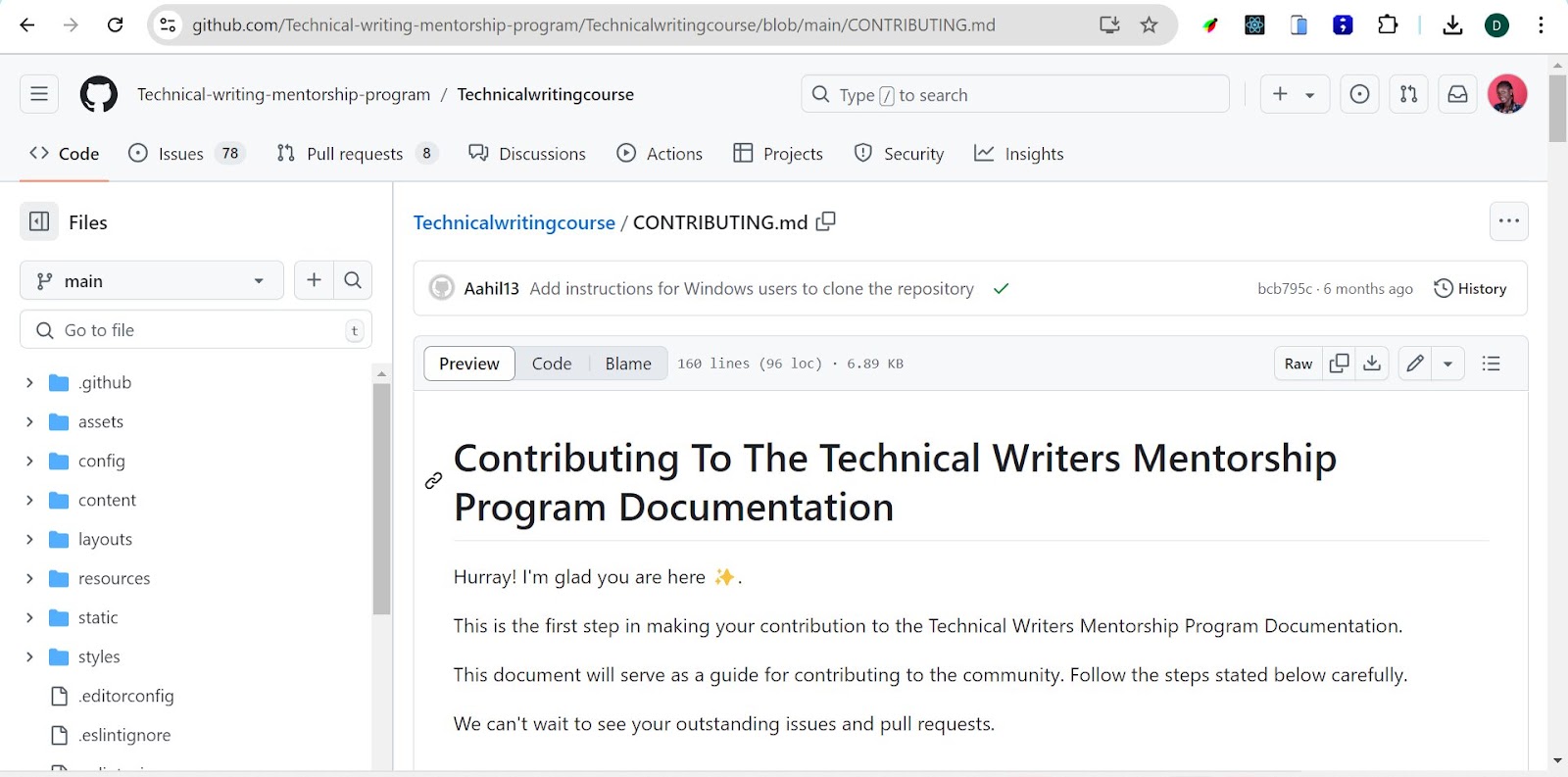 An image showing Technical writing mentorship community Open Source project contribution guide