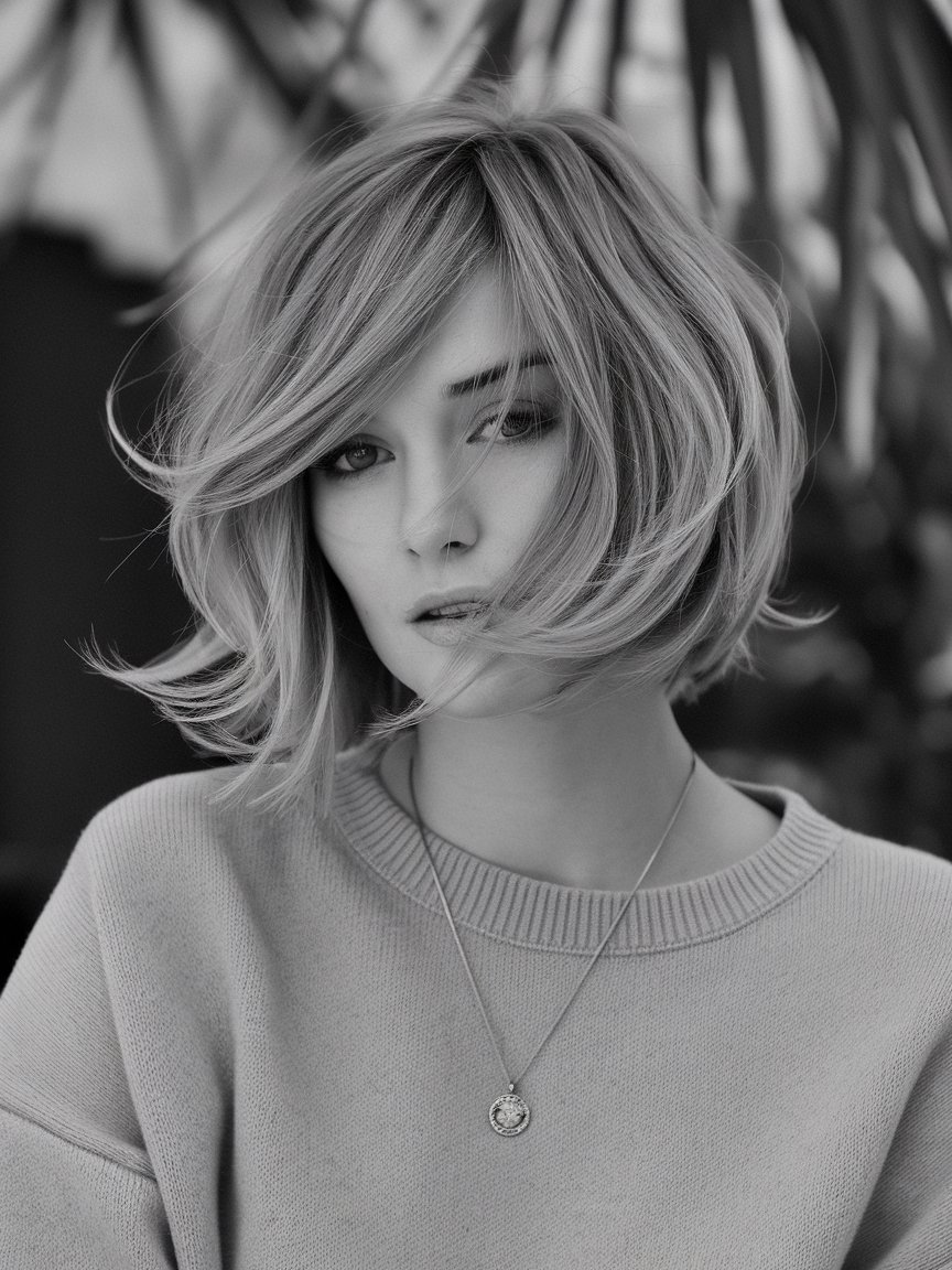 5. Choppy Bob with Soft Waves