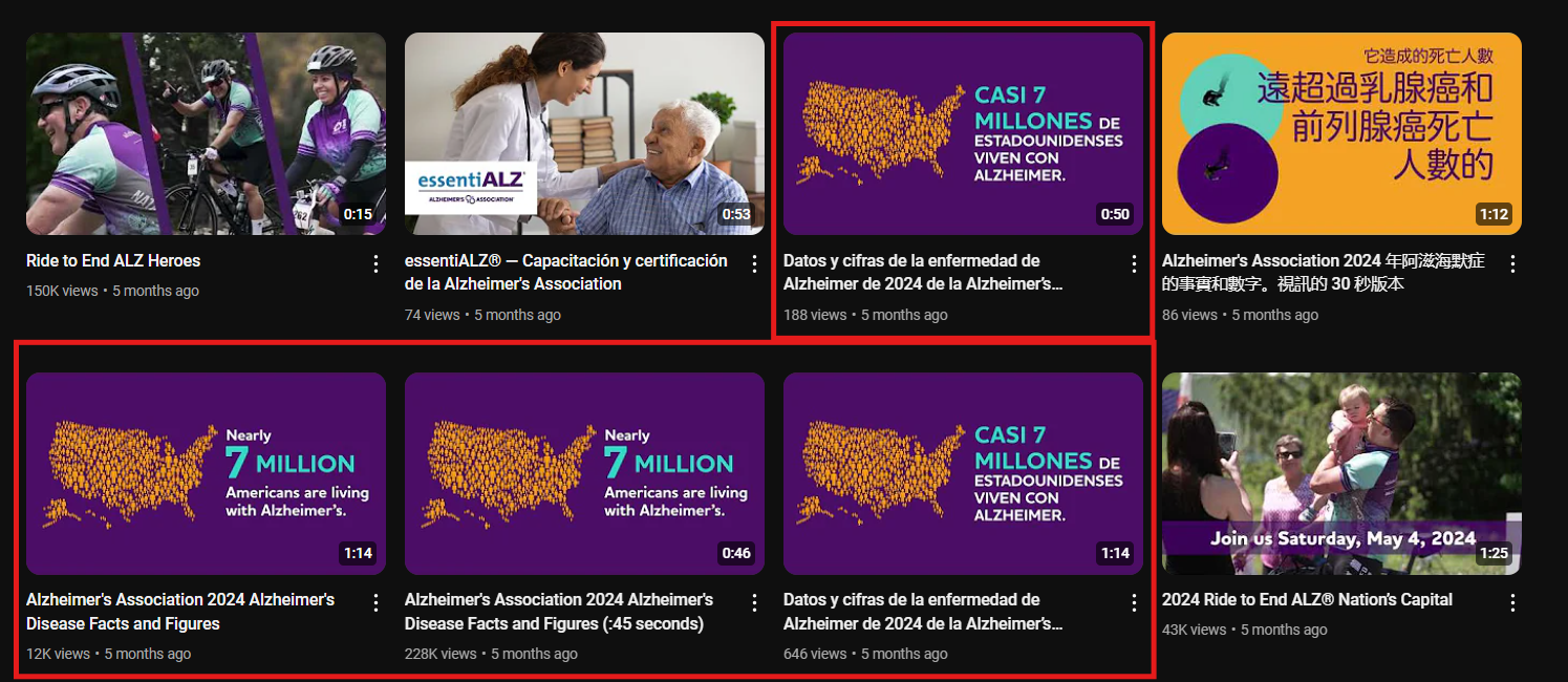 alzheimer's association fundraising video localization examples