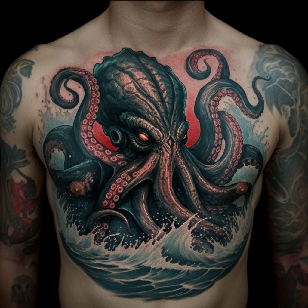 Kraken Tattoo on chest