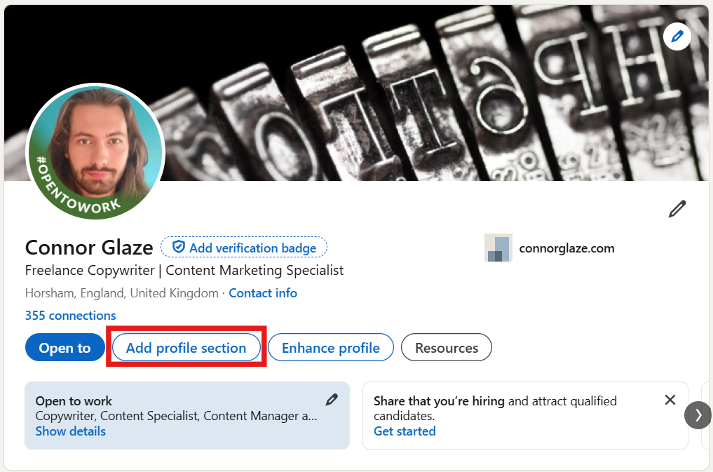 add profile section on linkedin