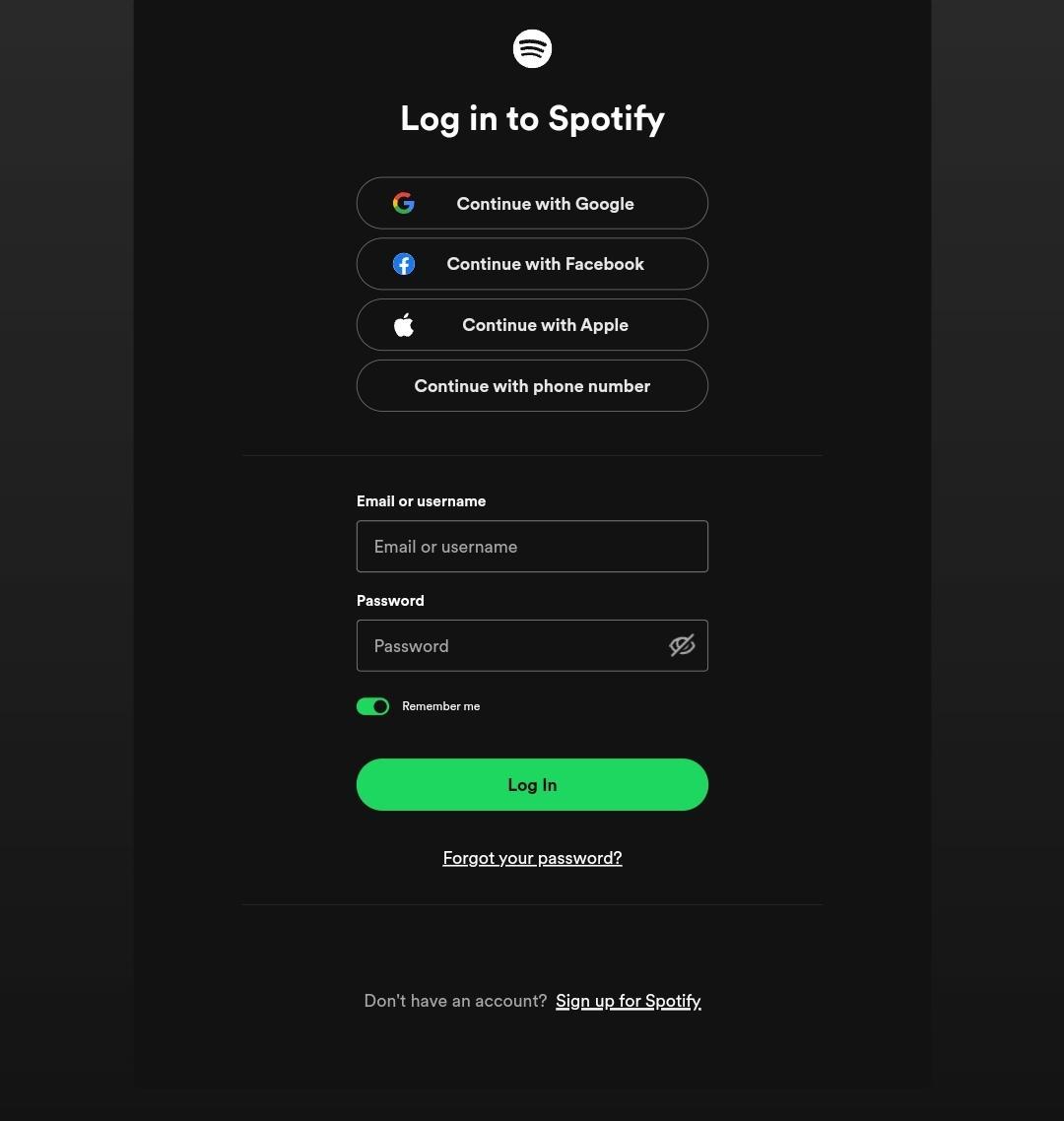 Log in to Spotify