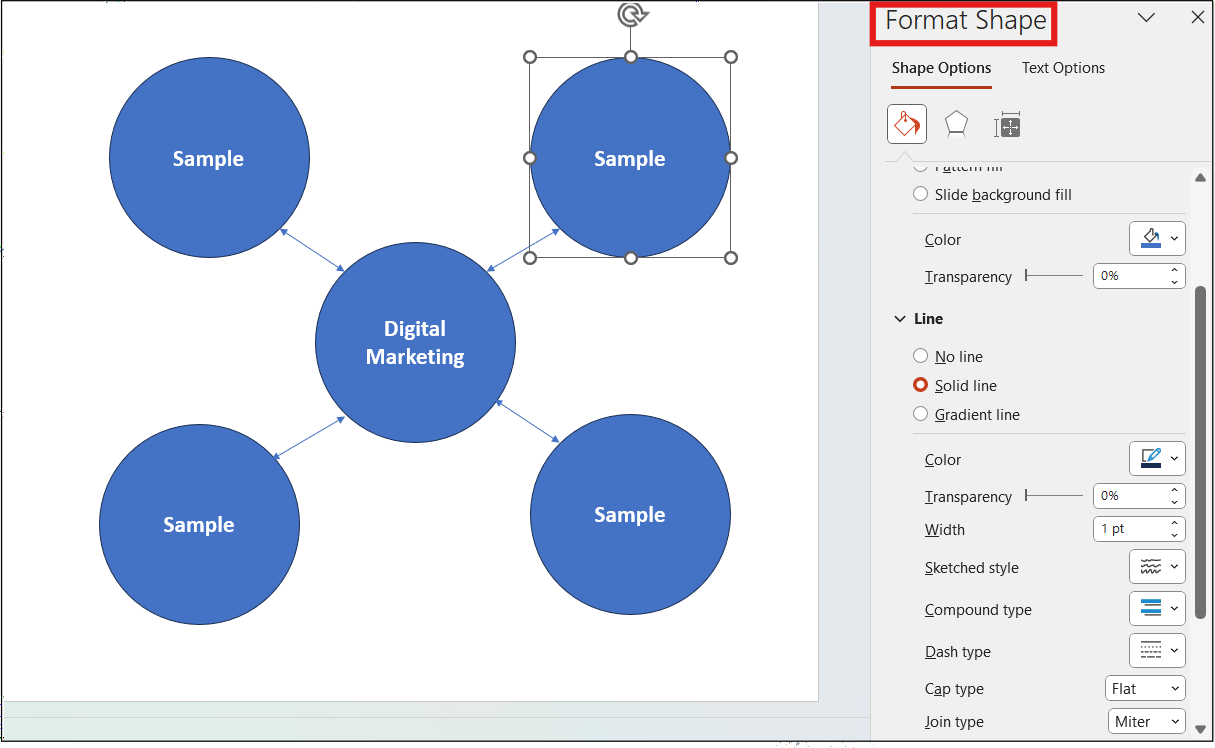 Format Shape Option In PowerPoint. 