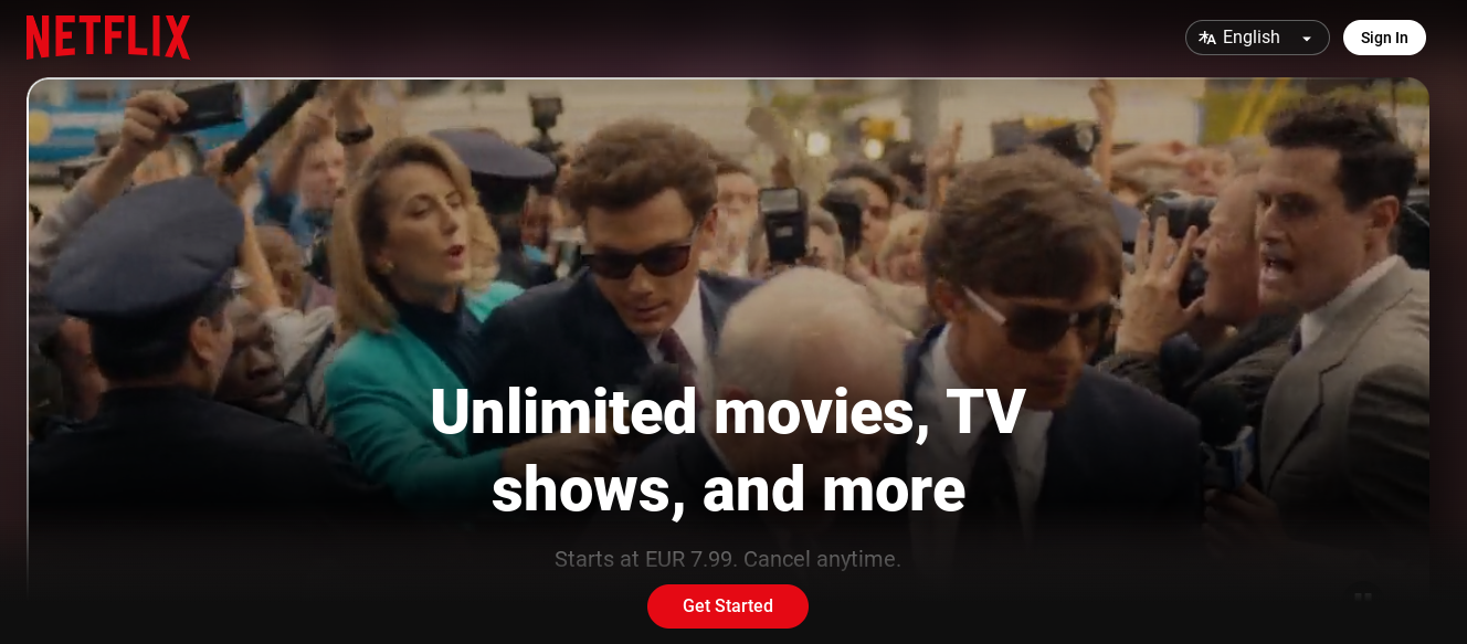 Netflix landing page