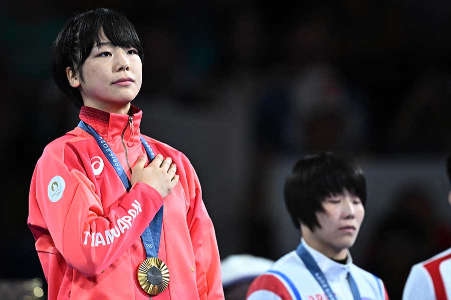 レスリング女子フリースタイル53キロで金メダルを獲得した藤波朱理【写真：ロイター】