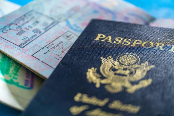 close-up of american passport - visa stock pictures, royalty-free photos & images