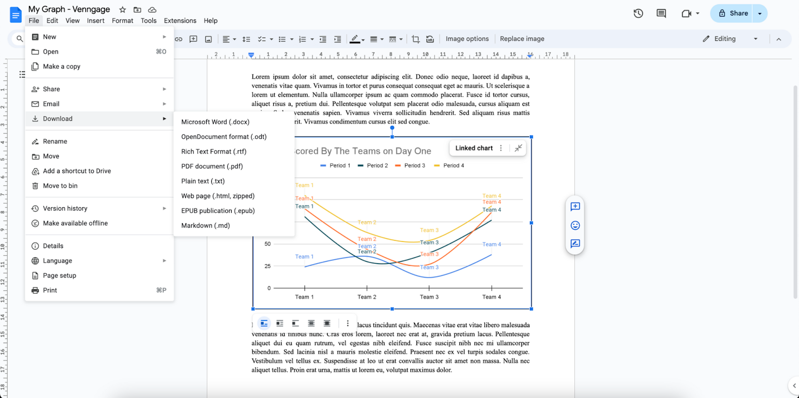 Downloading a document on Google Docs