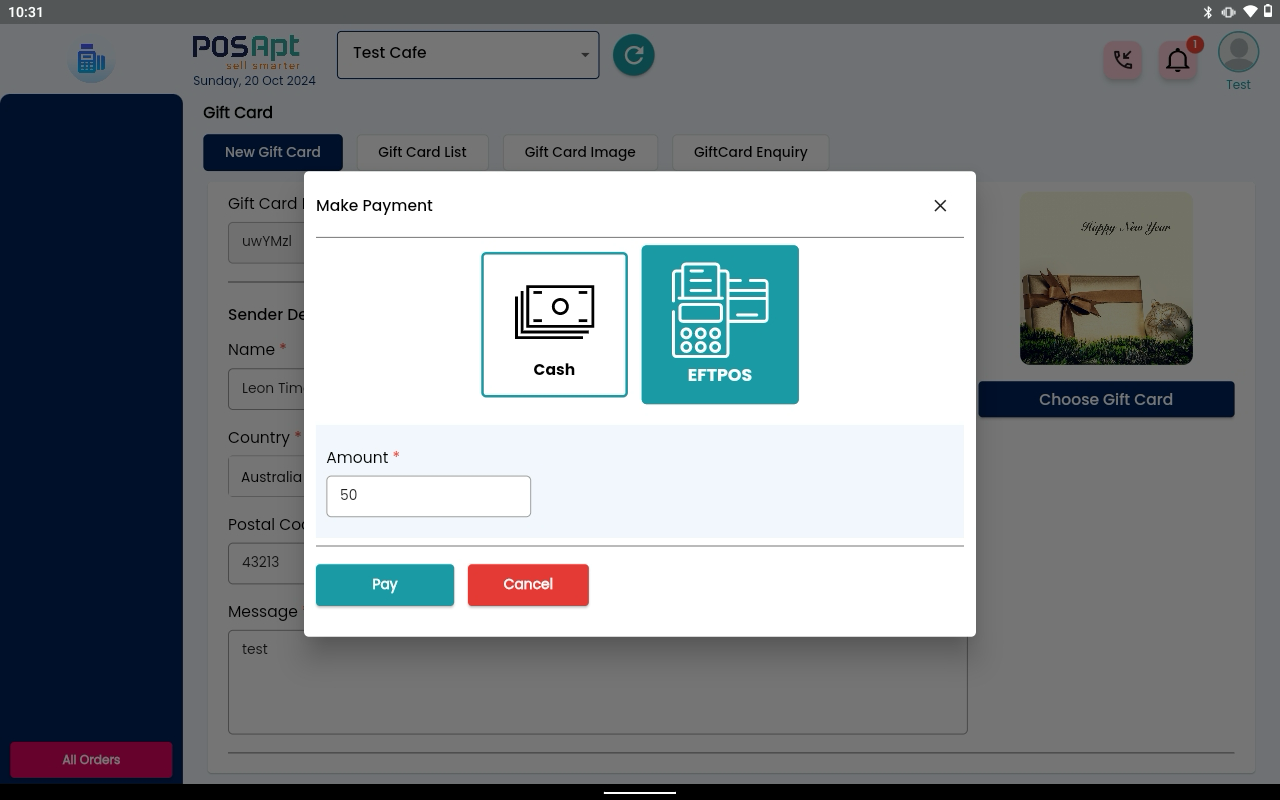 make gift card payment