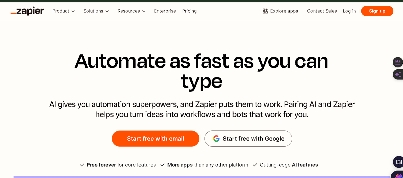 Home page of zapier.com