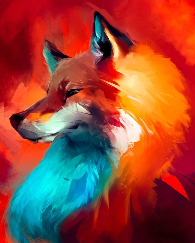 Digital painting of a fox