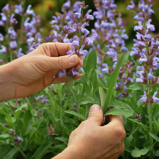 Harvesting Sage Flowers