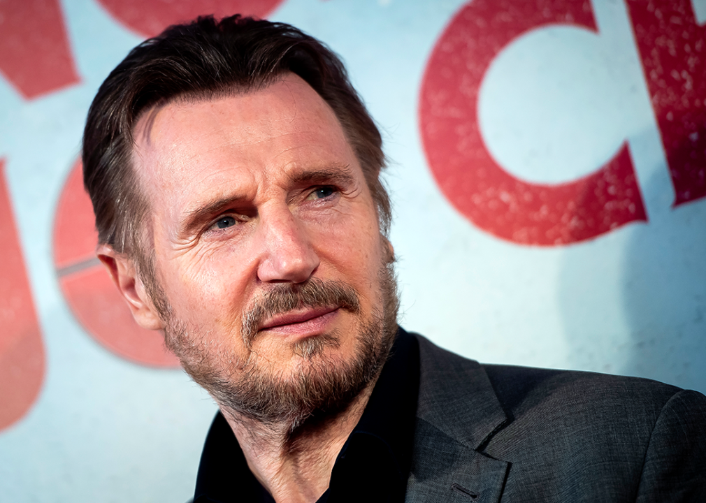 Liam Neeson attends premiere.