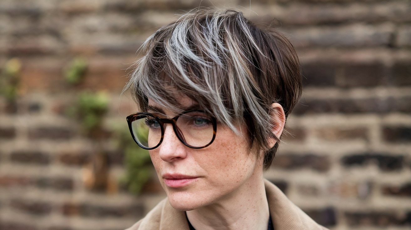 27. Salt-and-Pepper Tousled Tapered Pixie