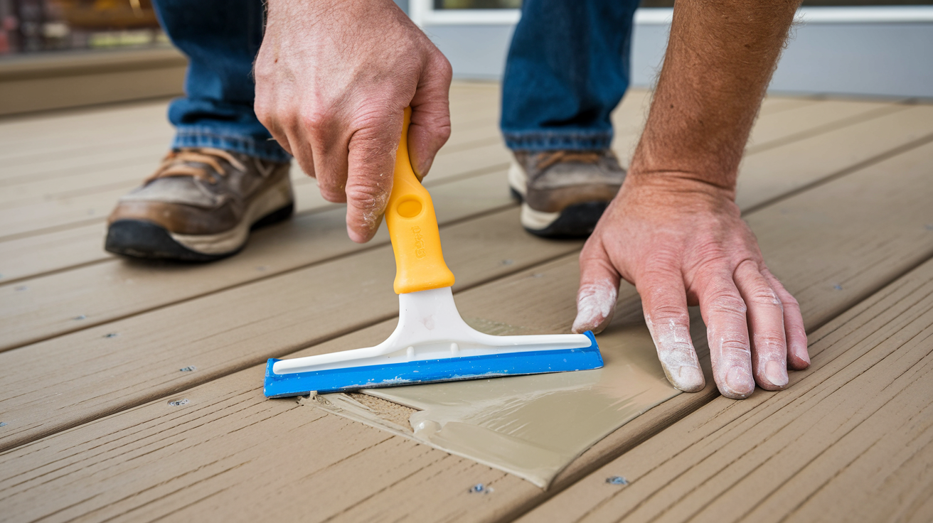 squeegee on deck wood filler