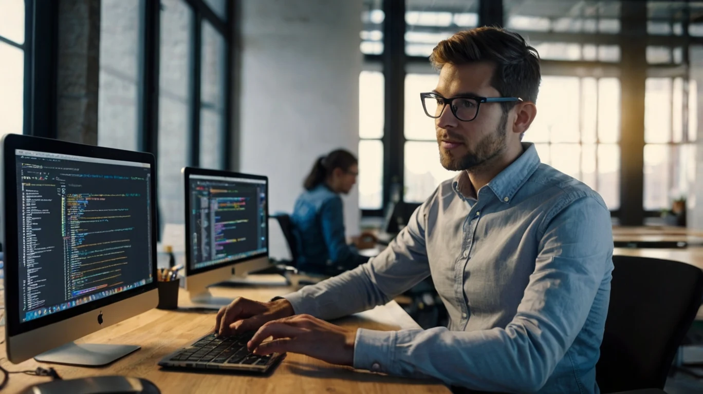 A programmer working on multiple coding projects, highlighting ways to showcase programming skills.