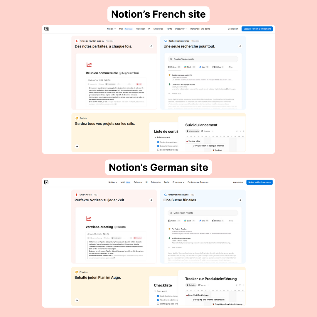 Notion website localization example