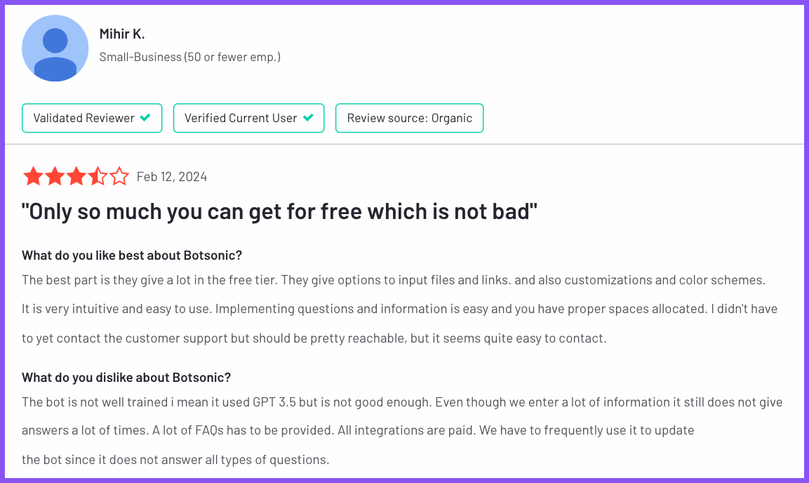 What Botsonic's customers are saying about their chatbot.