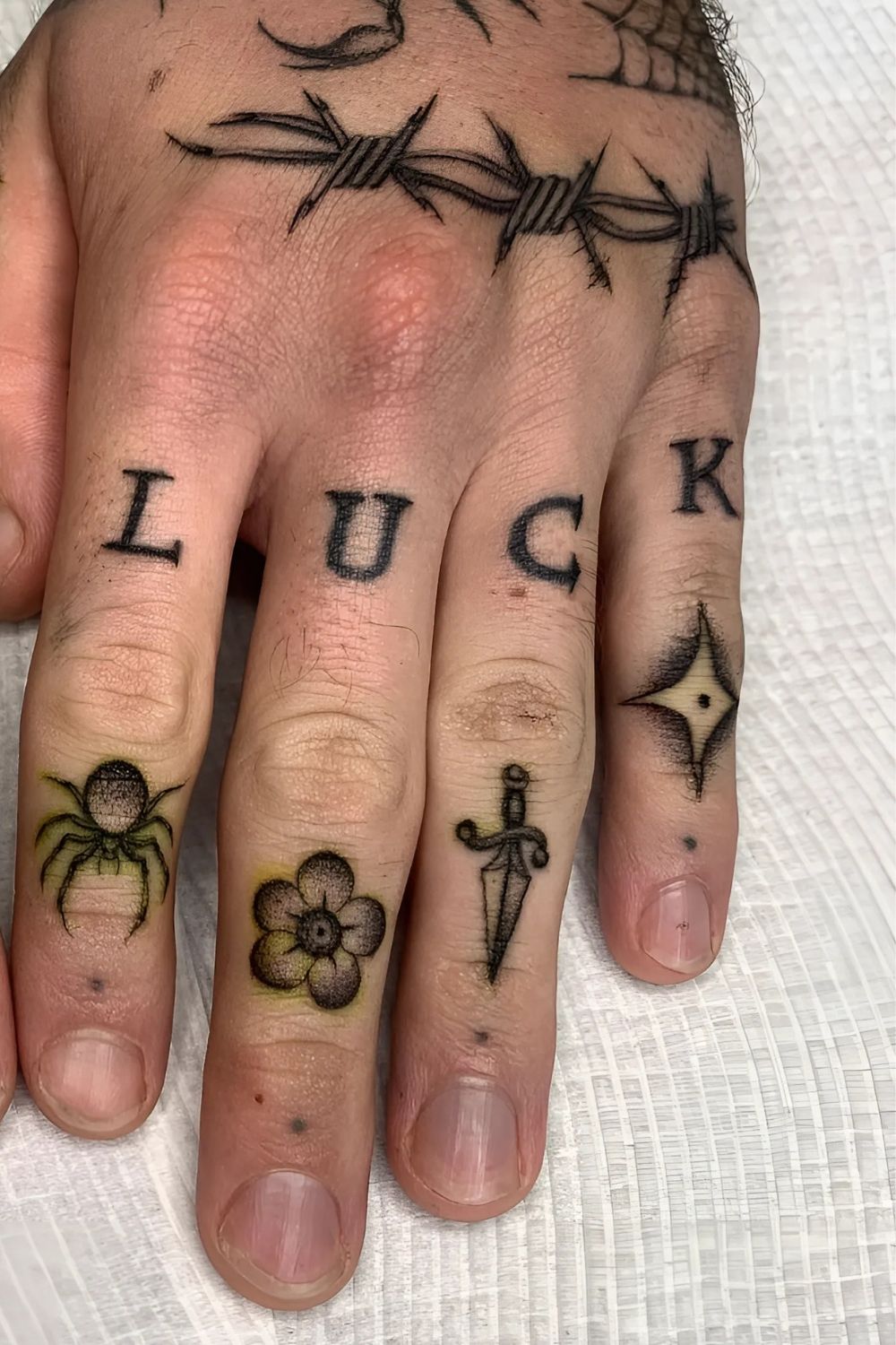 Glow Up Finger Tattoo