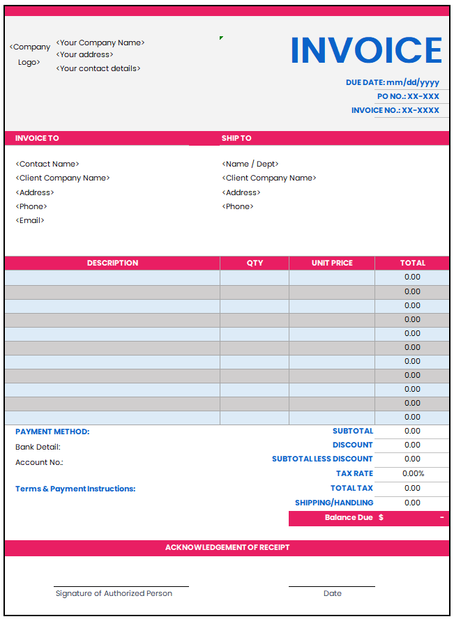 Invoice sample 