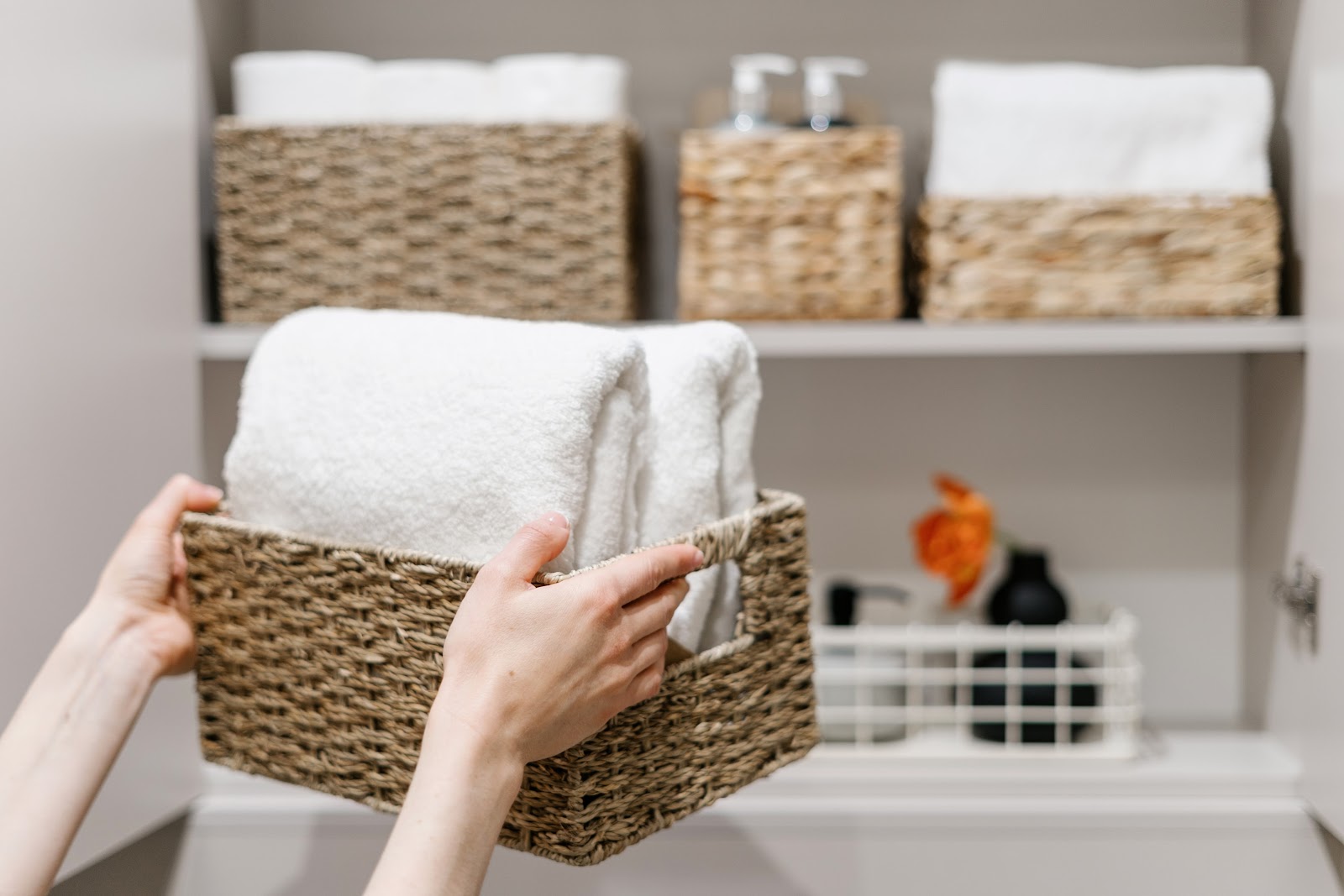 Ample storage space in the bathroom