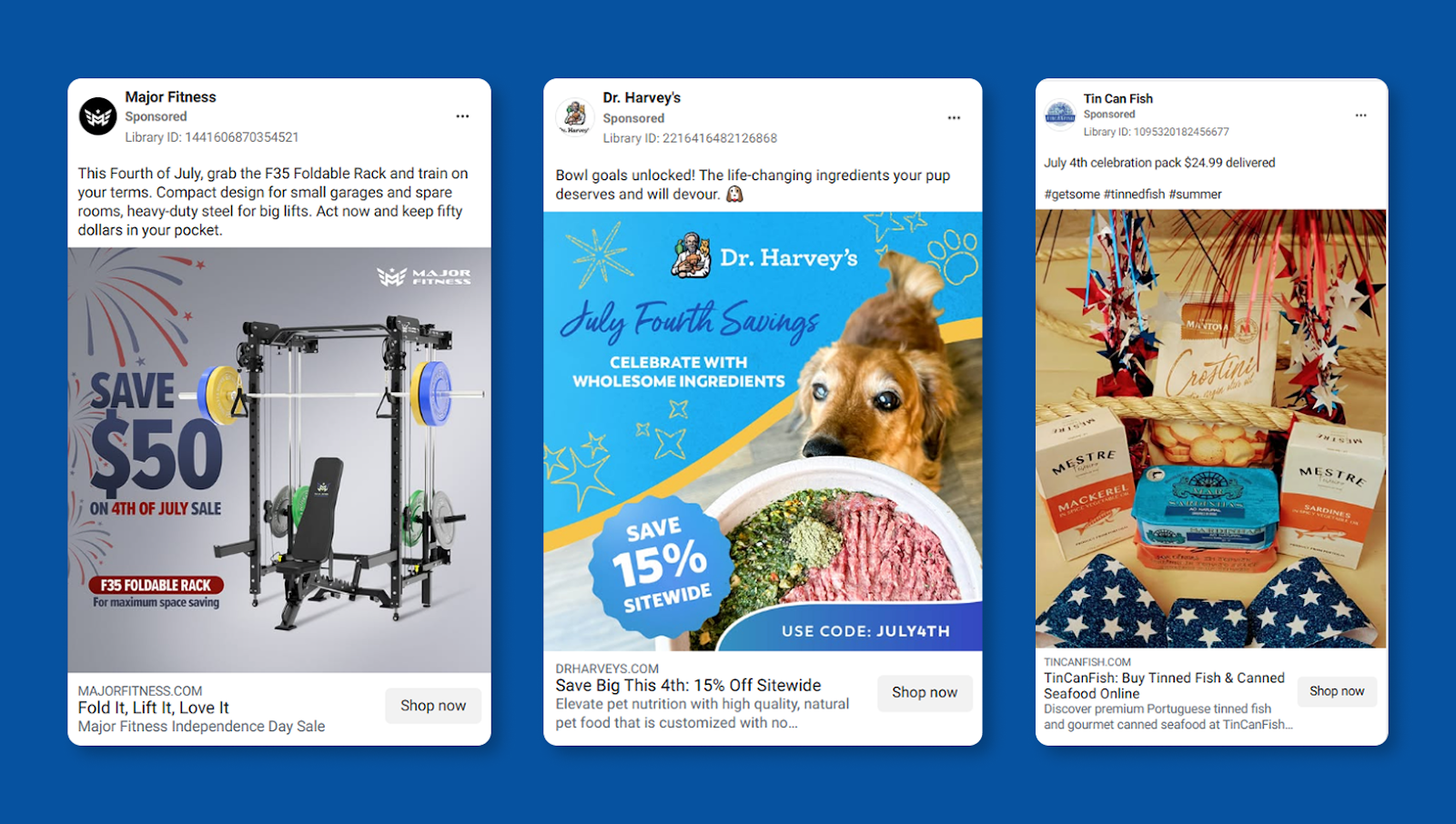 4th of July Facebook ads examples
