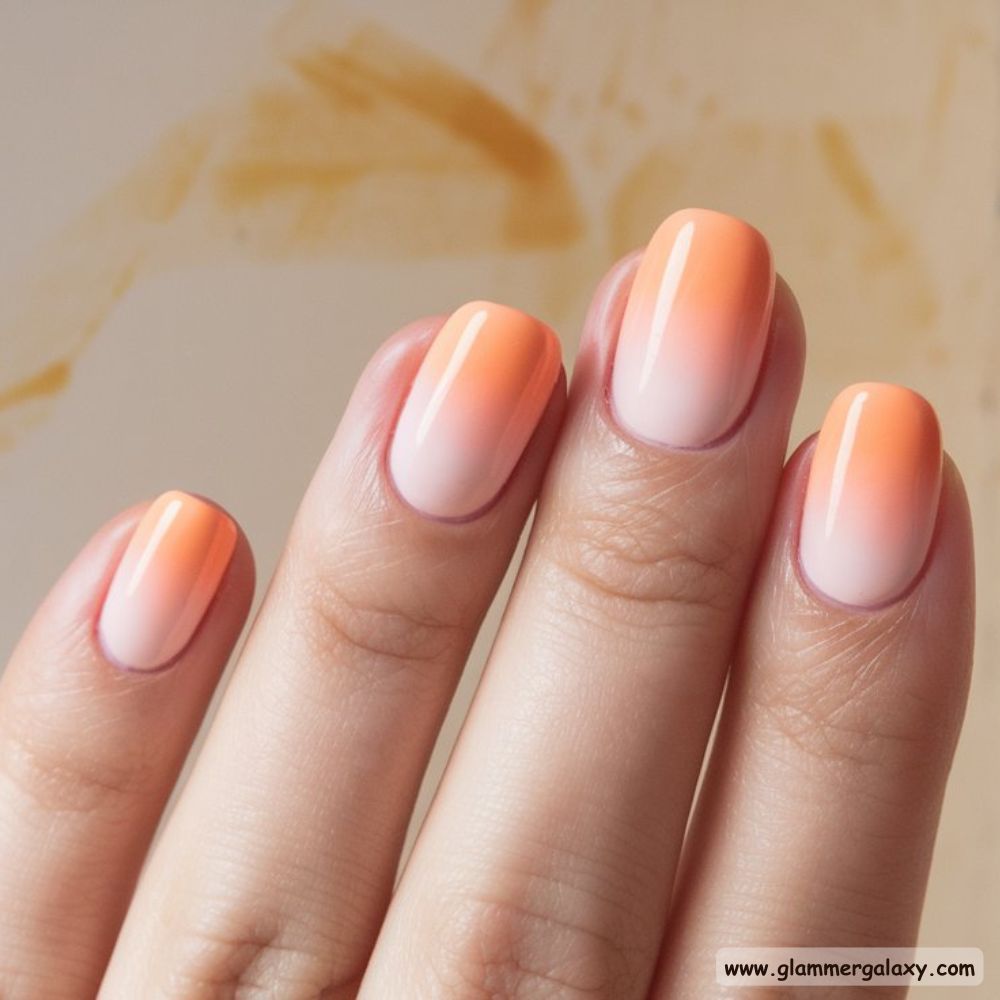 Orange and Pink Summer Nails with Soft Orange & Peachy Pink