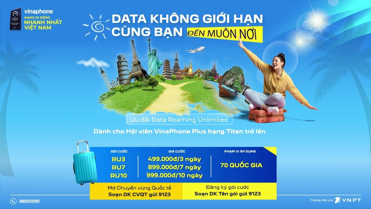 Data Roaming không giới hạn cho hội viên VinaPhone Plus