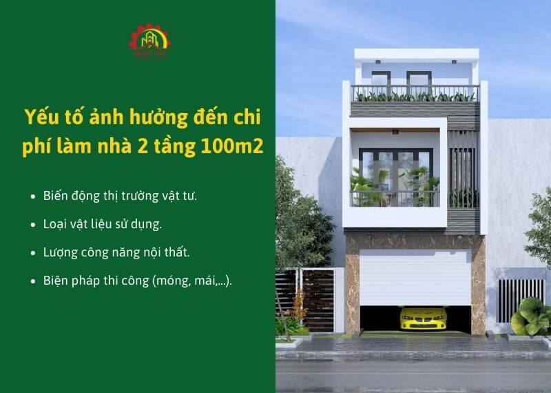 Yếu tố ảnh hưởng đến chi phí làm nhà 2 tầng 100m2 Xây dựng Nhất Tín
