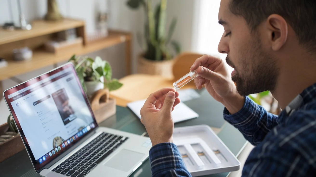 A person holding a DNA testing kit, symbolizing the concept of personalized nutrition.