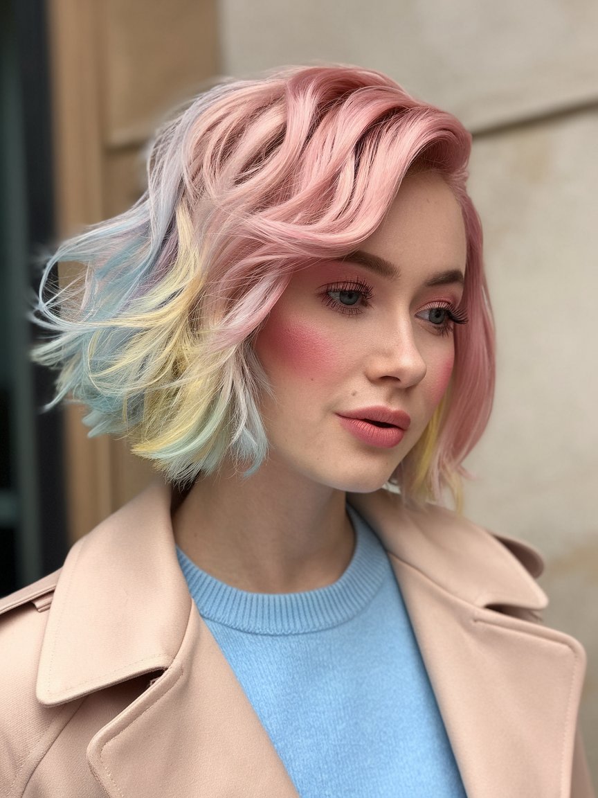 43. Pastel Colored Bob