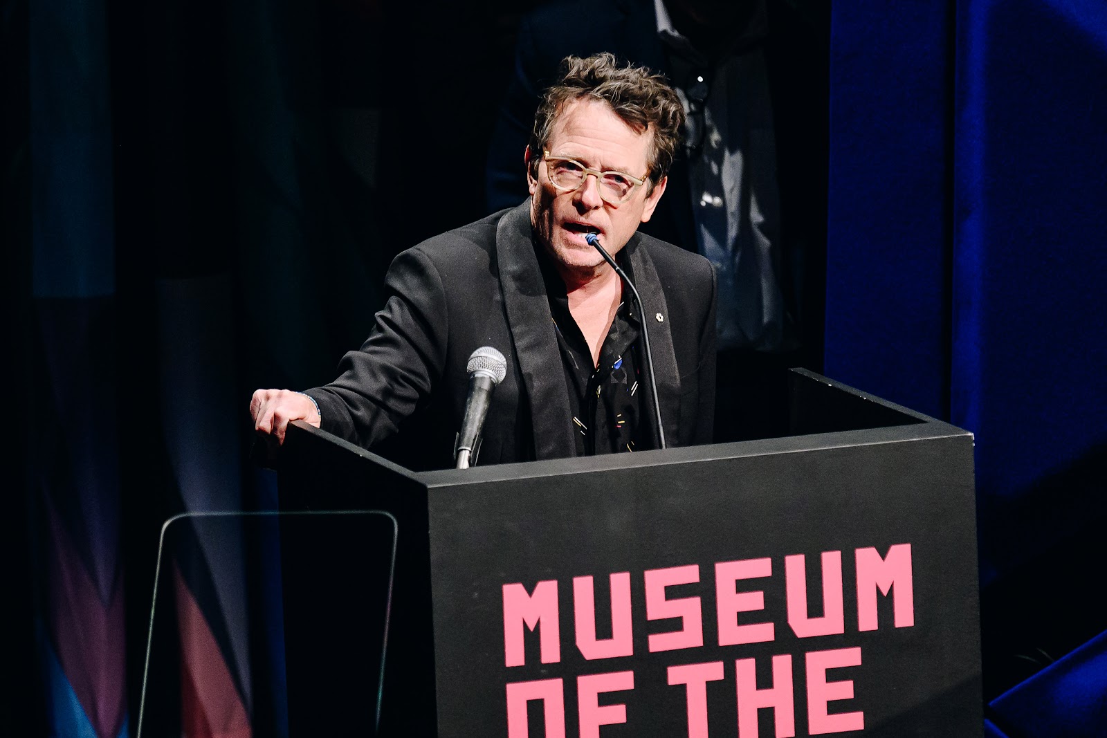 Michael J. Fox speaking at the Spring Moving Image Awards in New York City on June 6, 2023 | Source: Getty Images