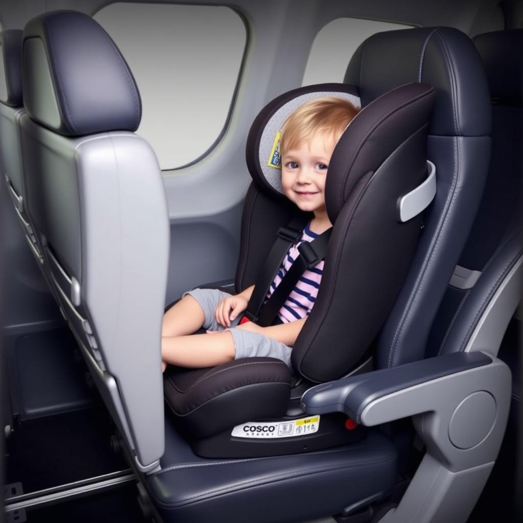 Cosco Scenera Next installed on airplane seat