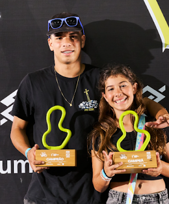 Henrique Oliveira e Valentina Gonçalves são os campeões do park (Foto: reprodução / instagram @labskatebr)