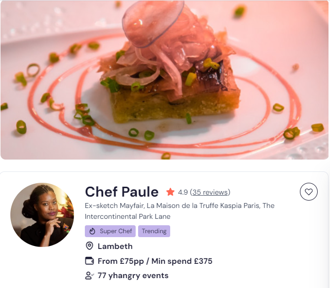 Chef Paule as one of the top 20 chefs in UK