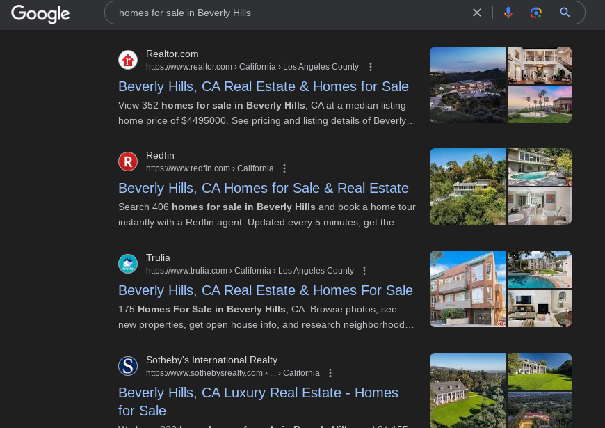 local searches for homes in Beverly hills
