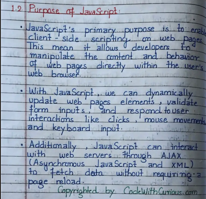 Handwritten Notes from Code with Curious