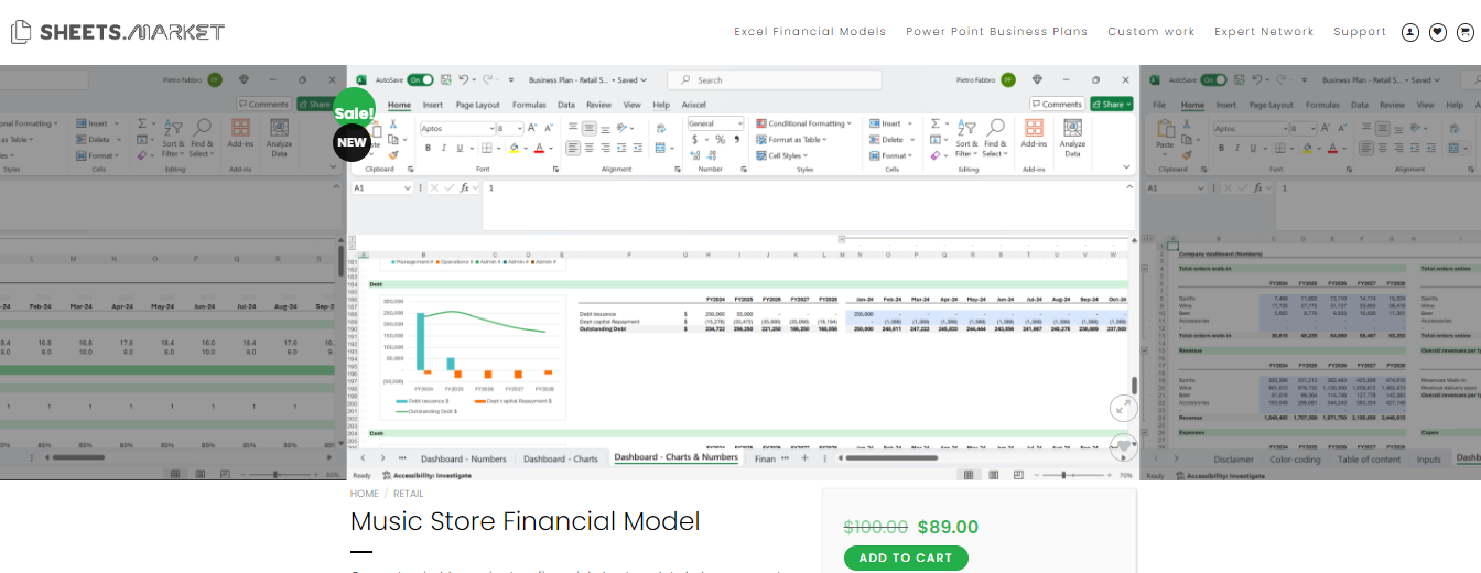 Music Store financial model